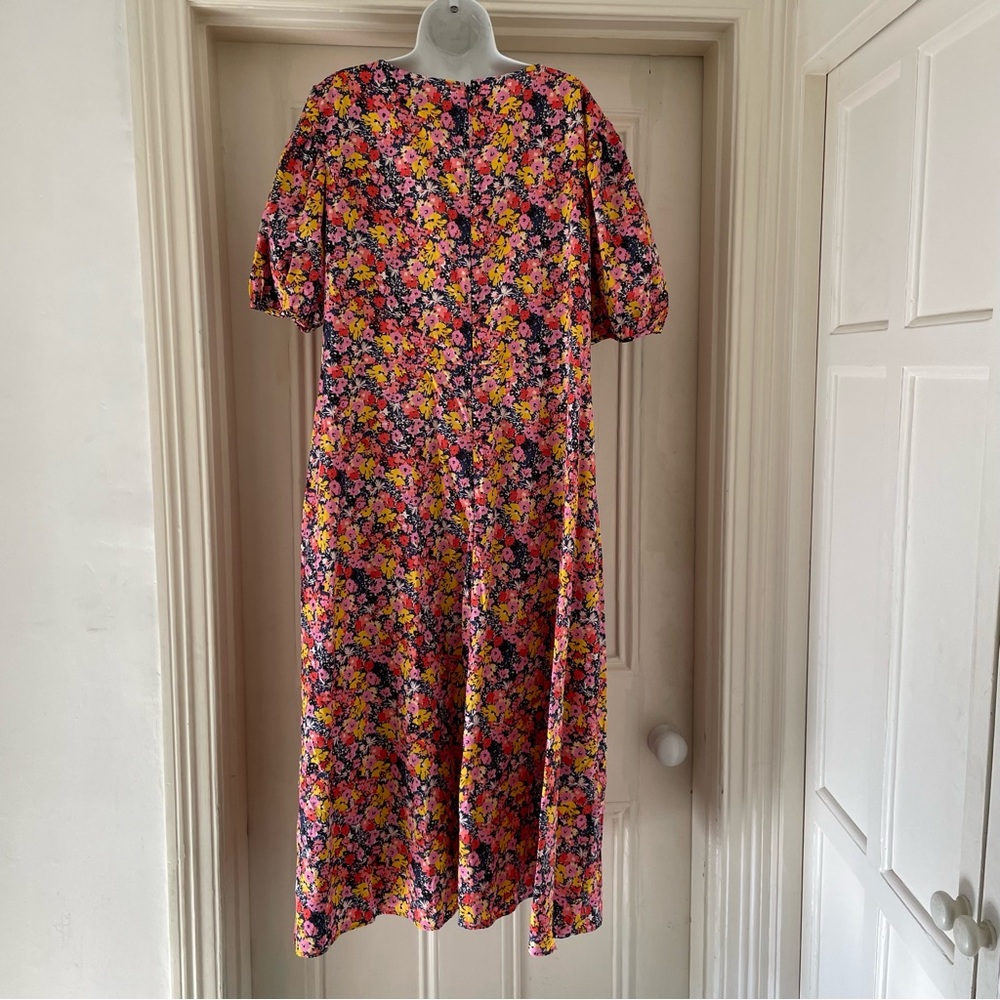 Next Floral Cotton Midaxi Dress - Blue Pink Yellow - Size 24 - NWT - Picture 3 of 5